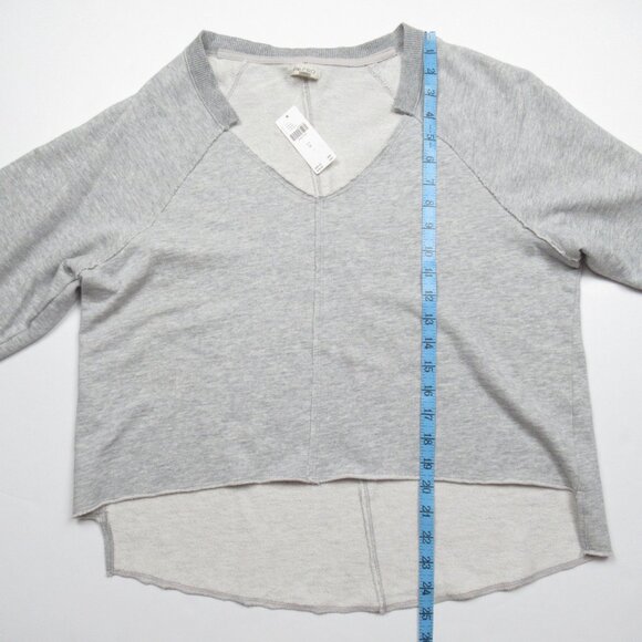 Anthropologie Pilcro Reworked Lightweight Popover Sweatshirt Light Gray Medium - Picture 6 of 8